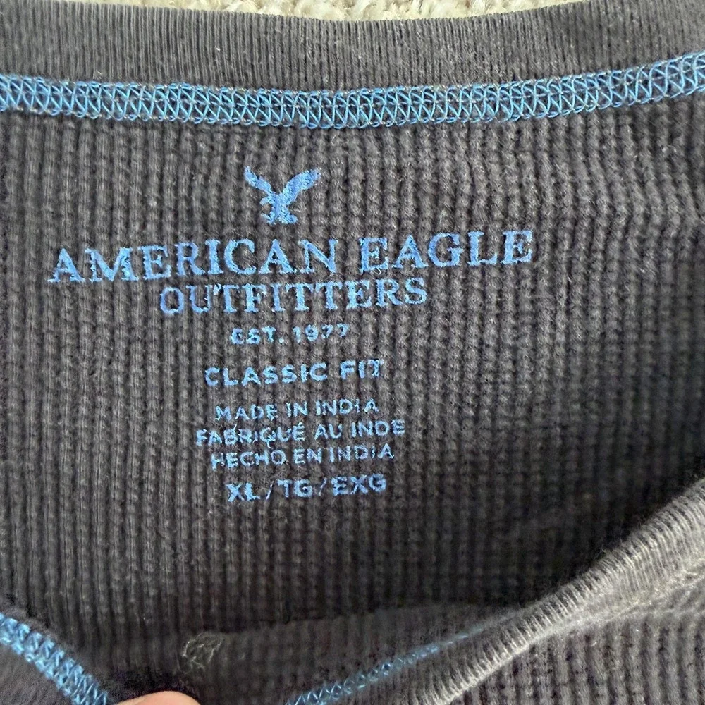 American Eagle Outfitters Shirt Mens XL Gray Thermal Long Sleeve Tee T-Shirt
